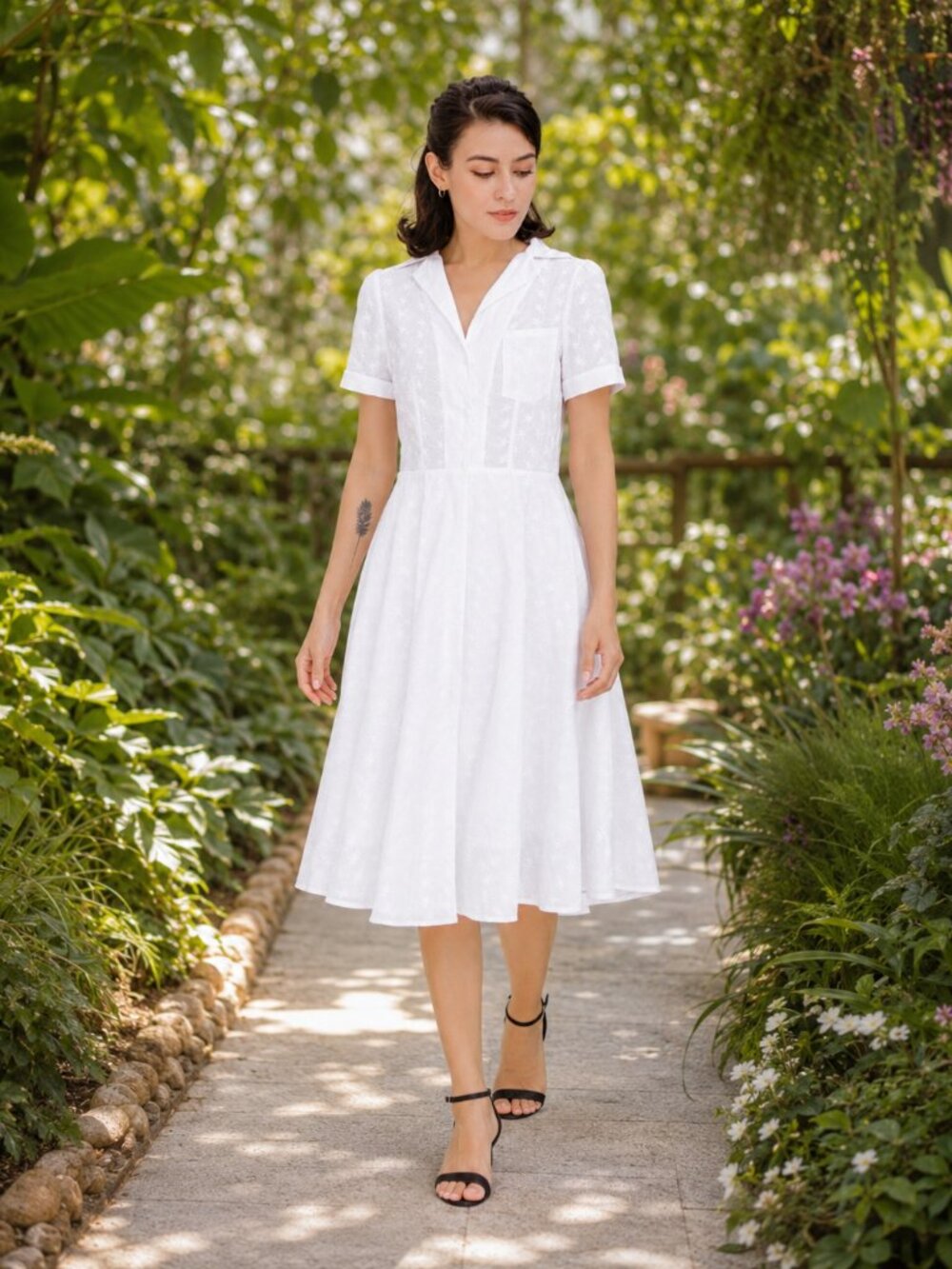 White Cotton shirt dress, designed by Alantino